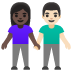 👩🏿‍🤝‍👨🏻 woman and man holding hands: dark skin tone, light skin tone display on Google